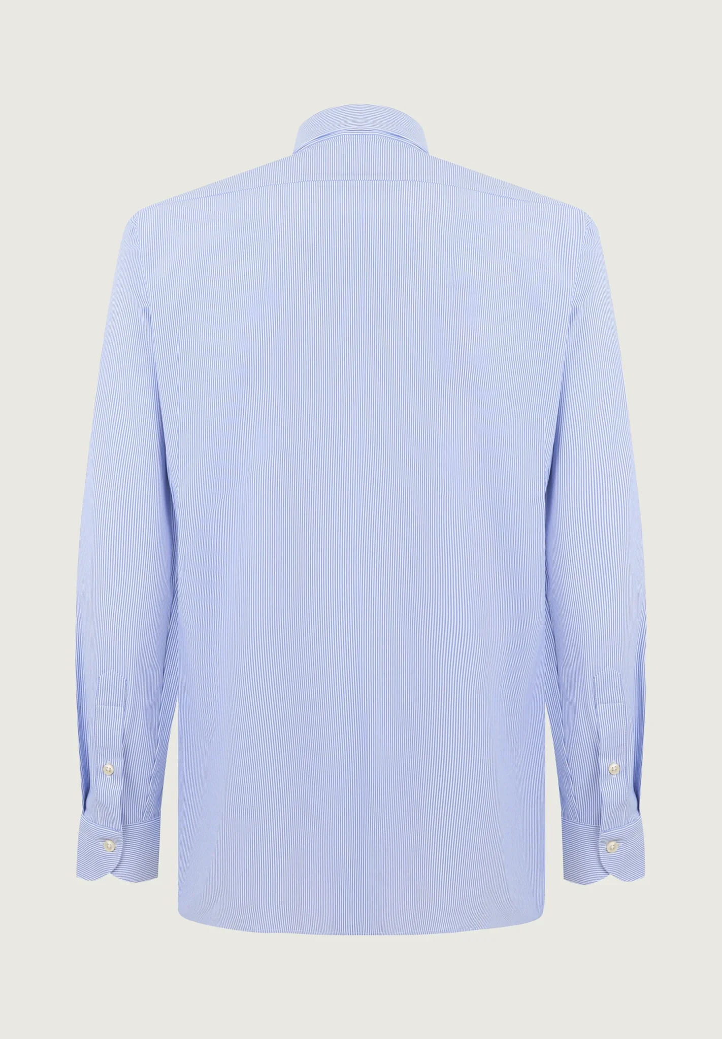 Camicia azzurra bianca rigata tessuto performance custom fit - Image 3