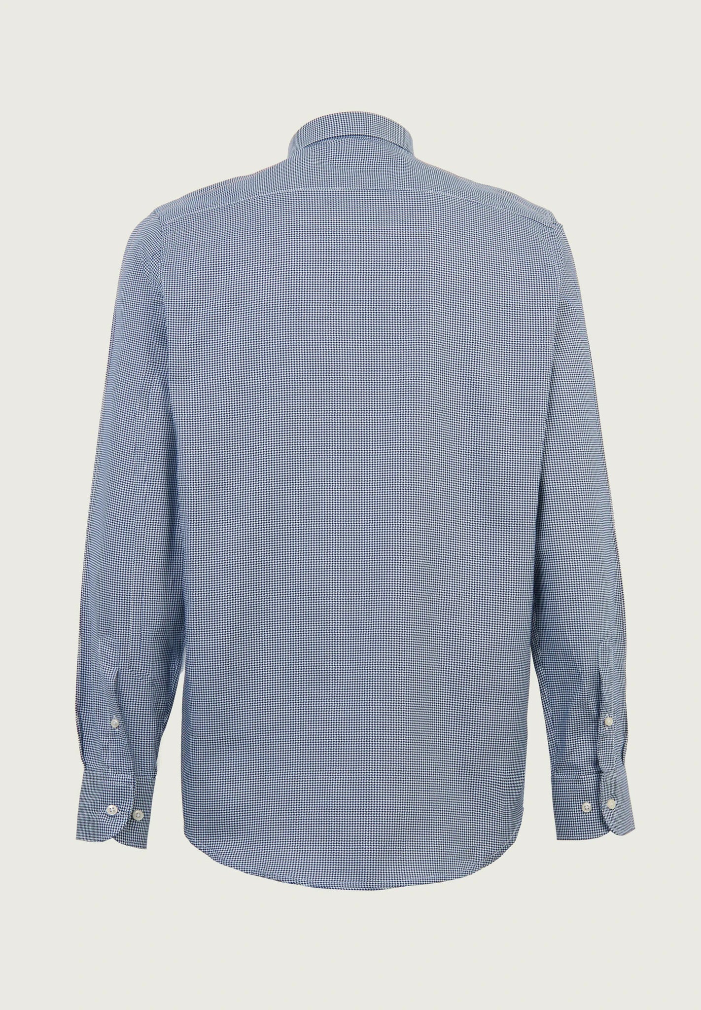 Camicia blu bianca pied de poule cotone regular fit - Image 3
