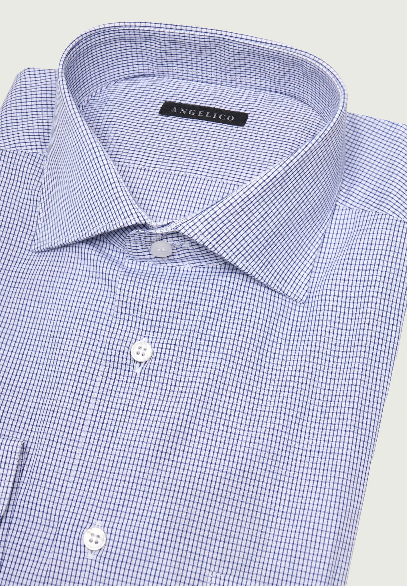 Camicia blu bianca quadri cotone comfort fit - Image 2