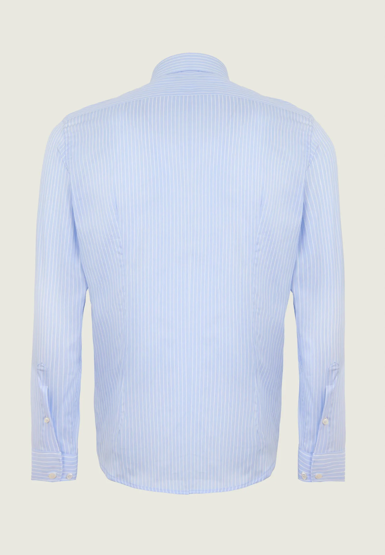 Camicia azzurra riga bianca cotone slim fit - Image 3