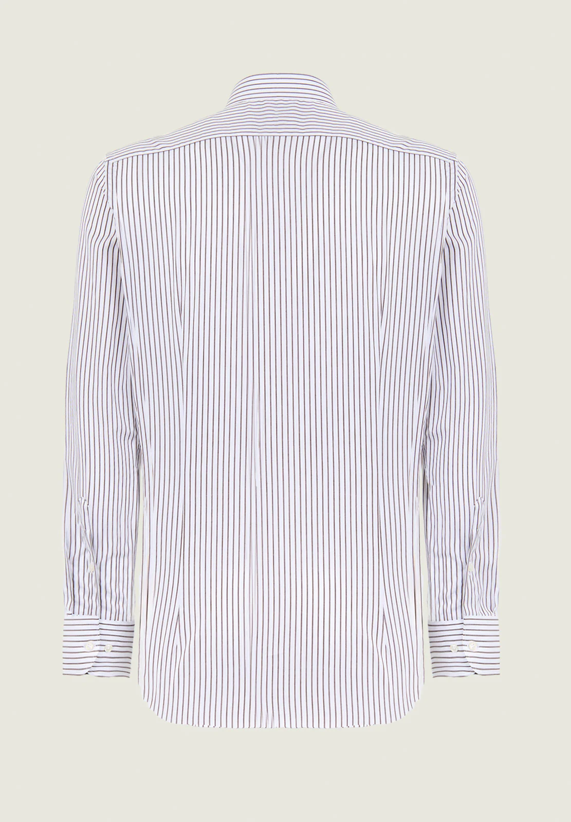 Camicia bianca rigata marrone cotone slim fit - Image 3