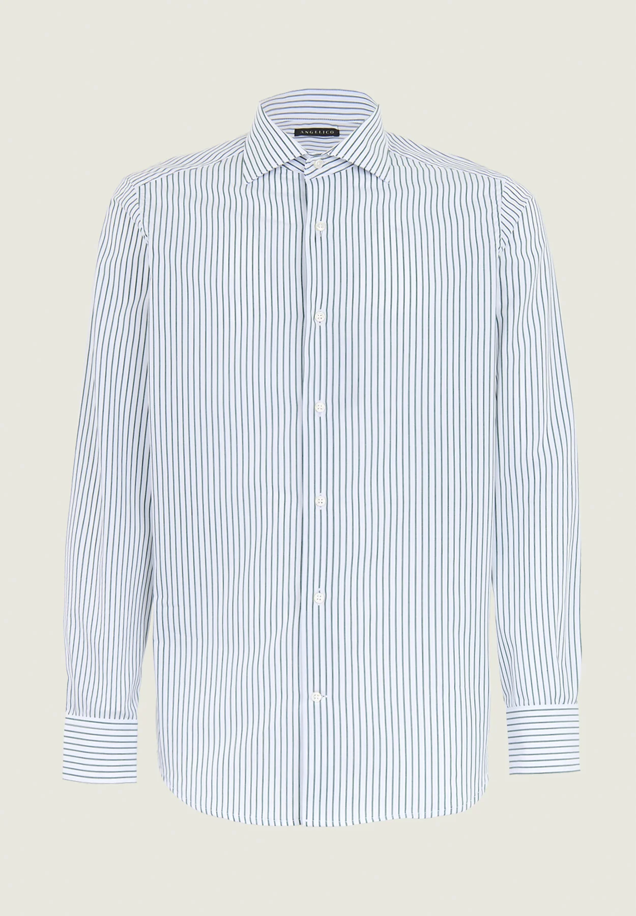Camicia bianca rigata verde cotone slim fit