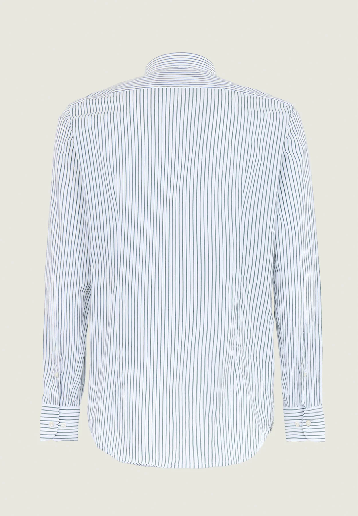 Camicia bianca rigata verde cotone slim fit - Image 3