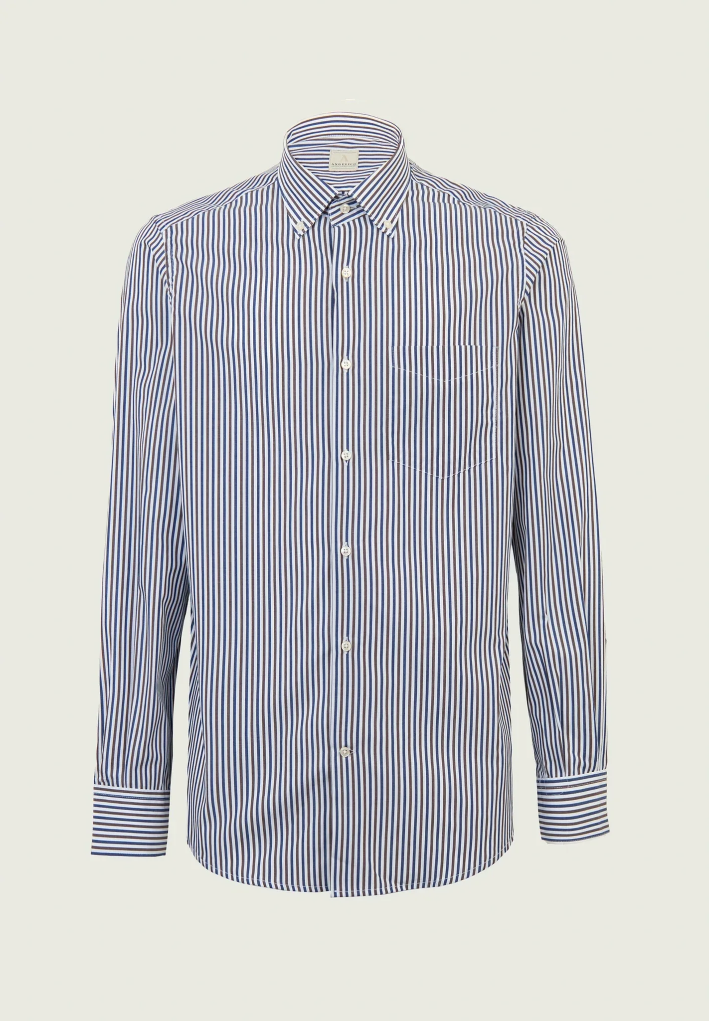 Camicia blu bianca rigata cotone button-down regular fit