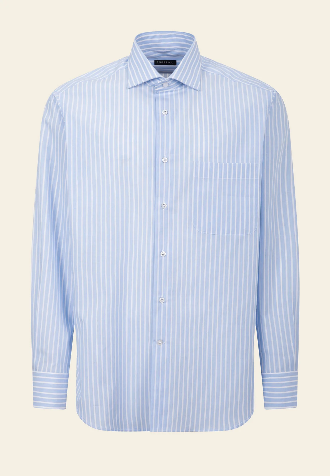 Camicia azzurra riga bianca cotone comfort fit
