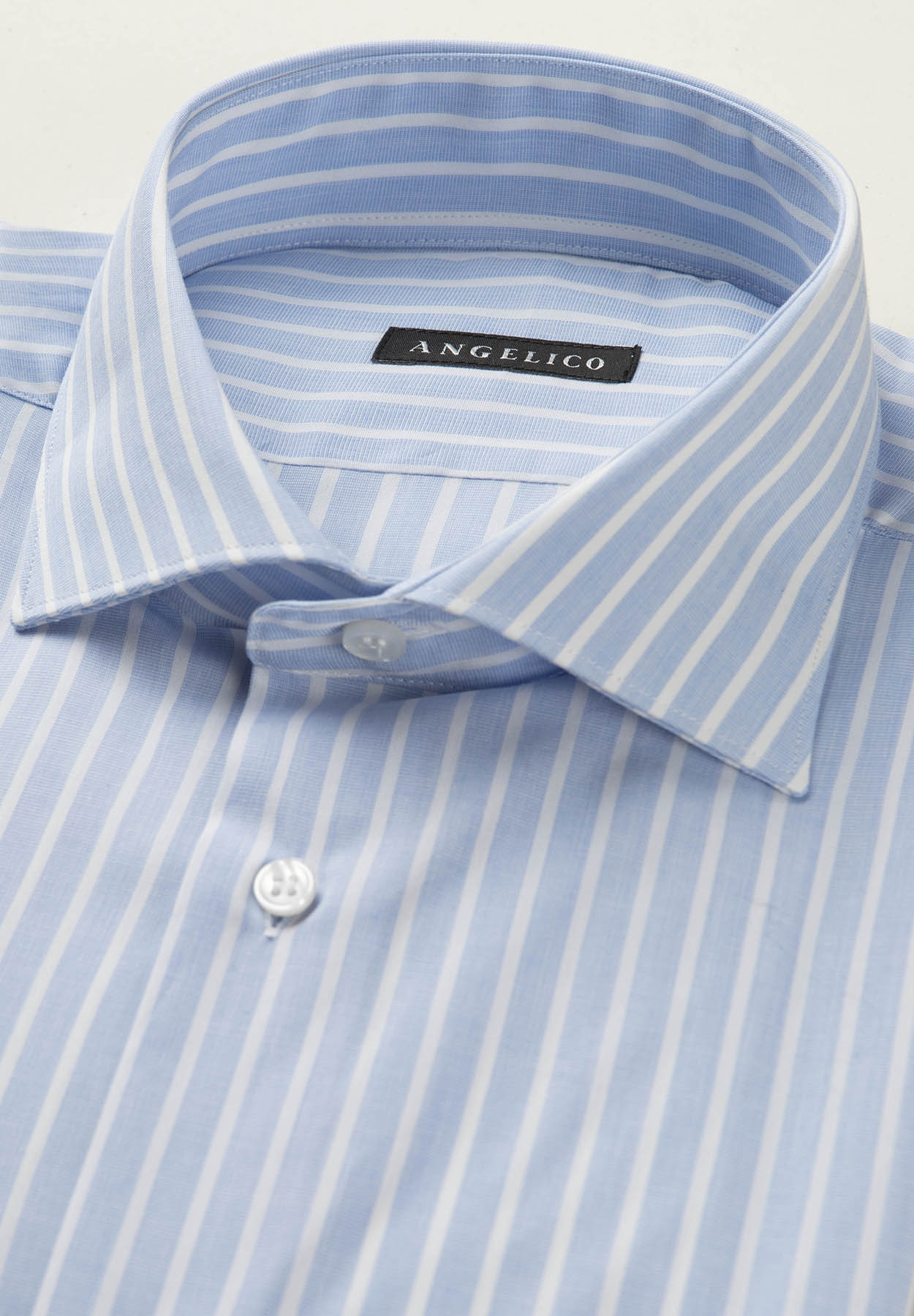 Camicia azzurra riga bianca cotone comfort fit - Image 2