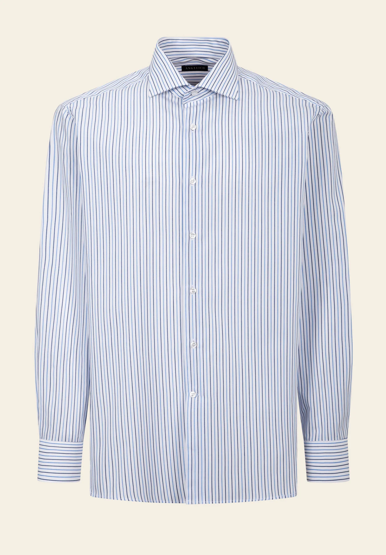 Camicia bianca rigata azzurro blu cotone comfort fit