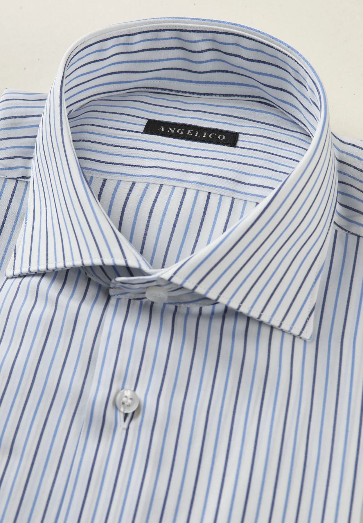 Camicia bianca rigata azzurro blu cotone comfort fit - Image 2