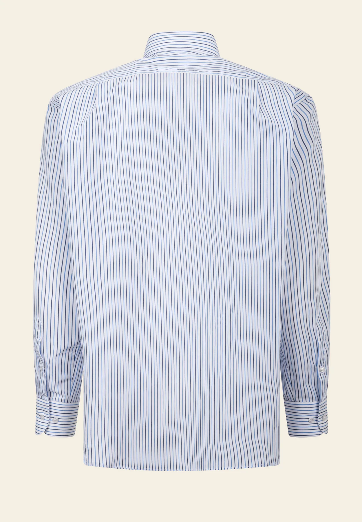 Camicia bianca rigata azzurro blu cotone comfort fit - Image 3