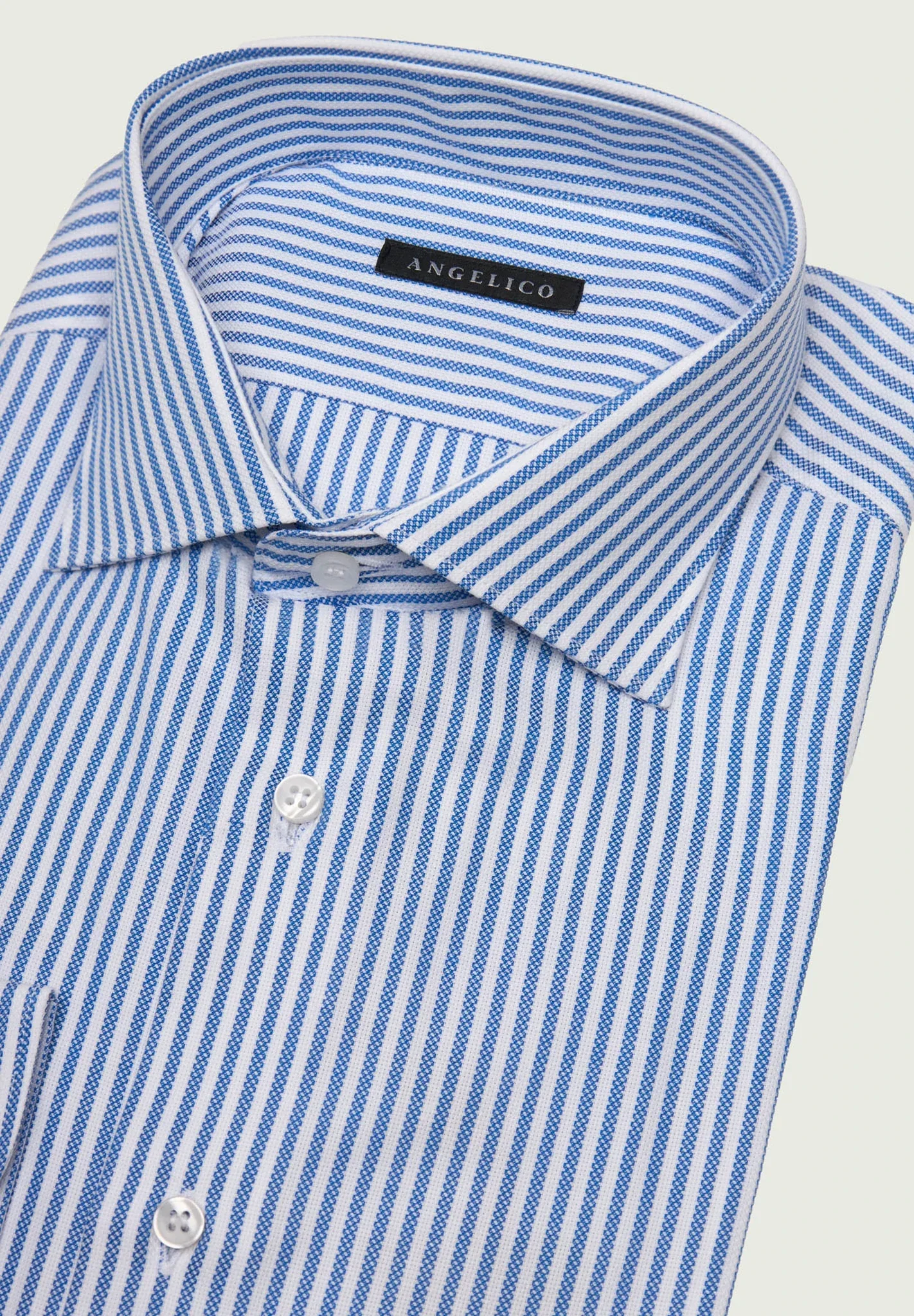 Camicia bluette bianca rigata cotone comfort fit - Image 2