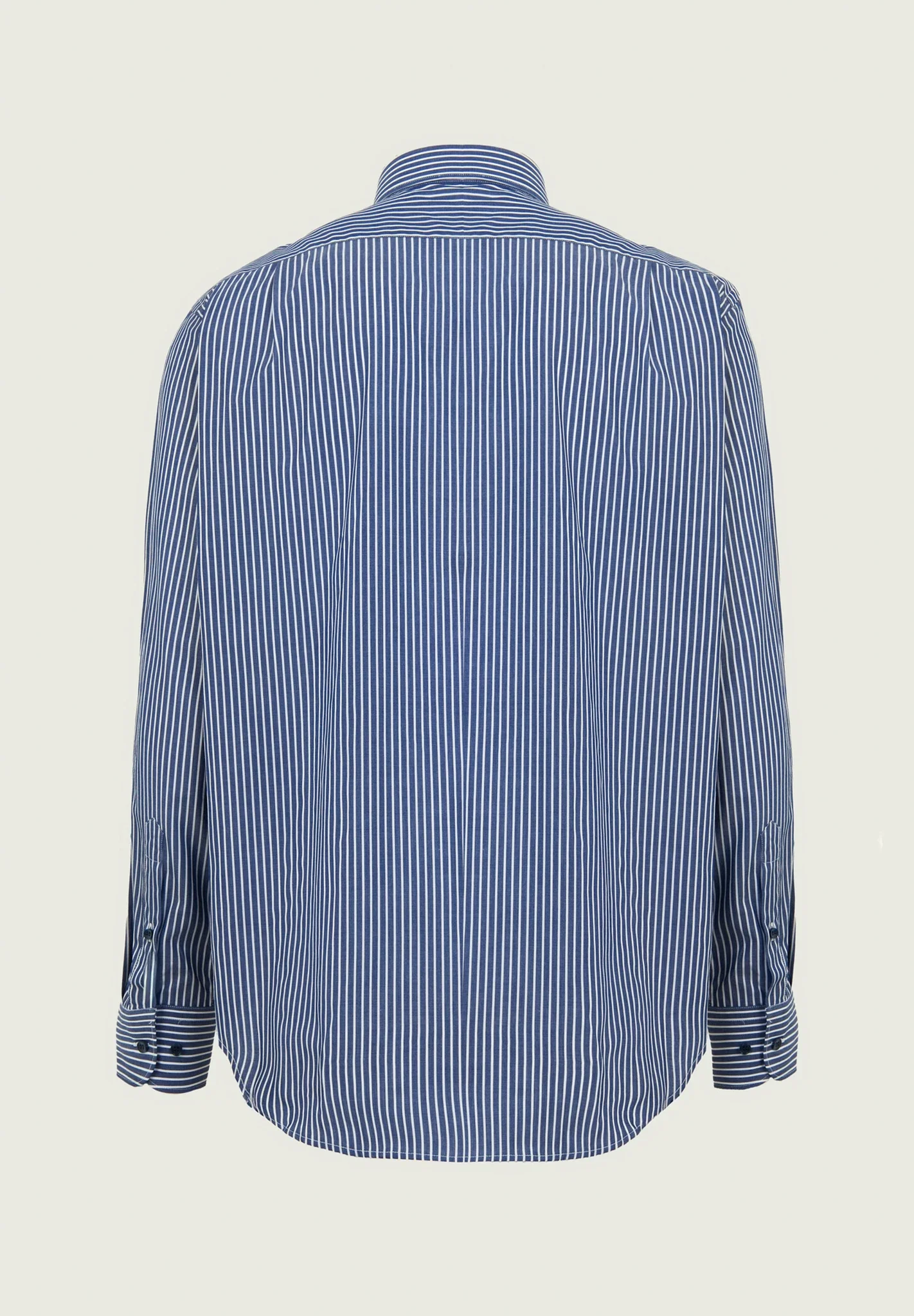 Camicia blu scura bianca rigata cotone comfort fit - Image 3
