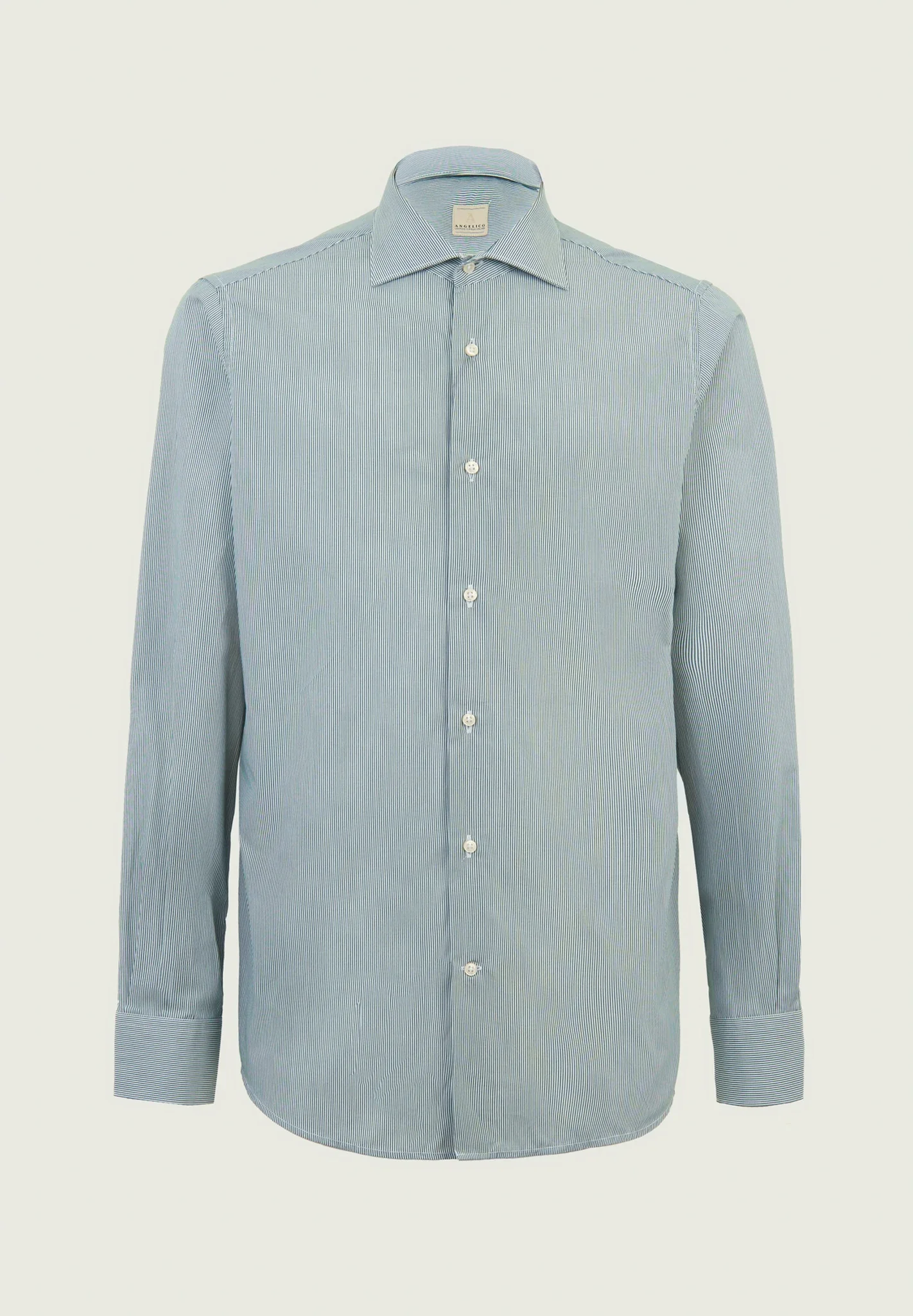 Camicia bianca verde rigata cotone regular fit