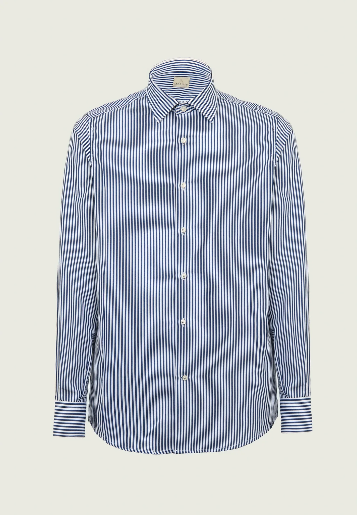 Camicia bianca blu scura rigata cotone regular fit