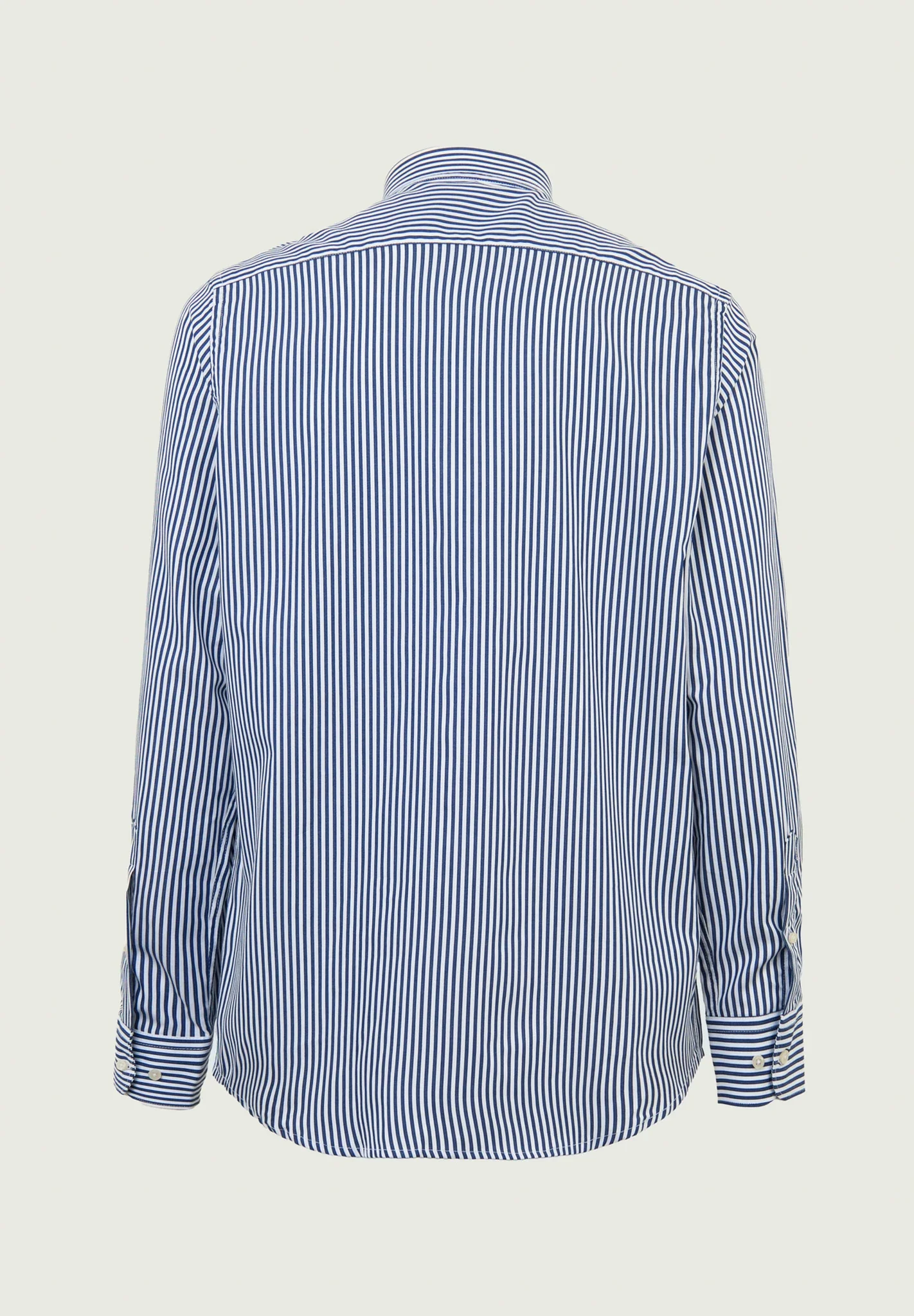 Camicia bianca blu scura rigata cotone regular fit - Image 2