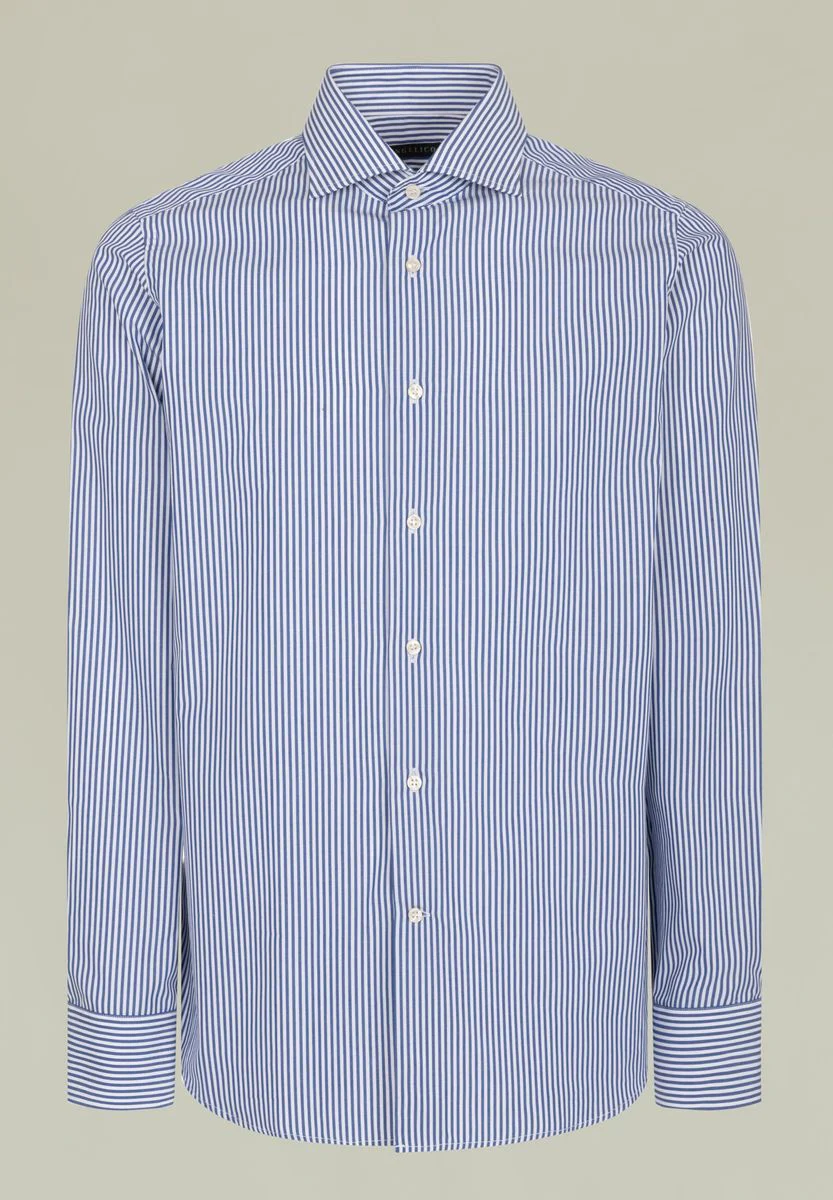 Camicia bacchetta blu bianca cotone regular fit