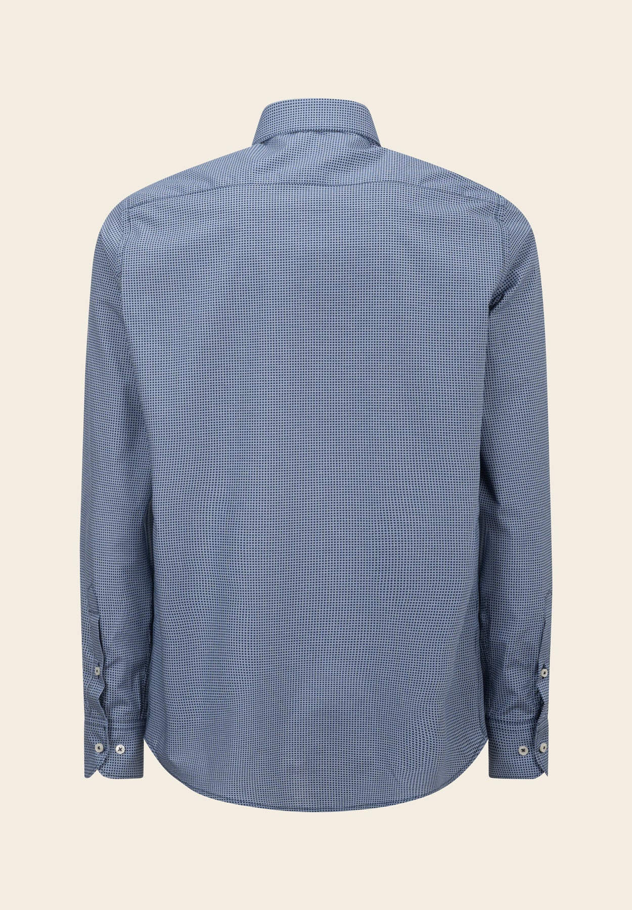 Camicia blu microdisegno contrasto cotone regular fit - Image 3