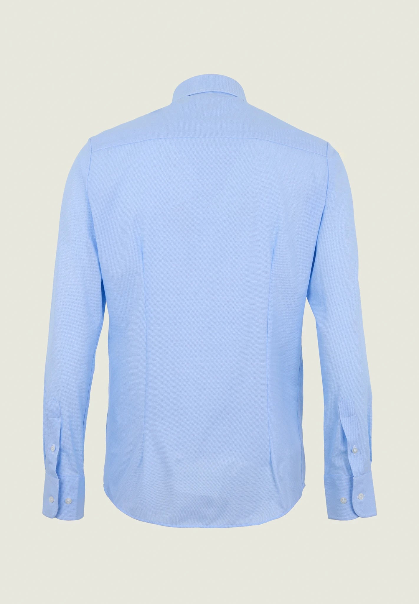 Camicia azzurra microdisegno tessuto performance custom fit - Image 2