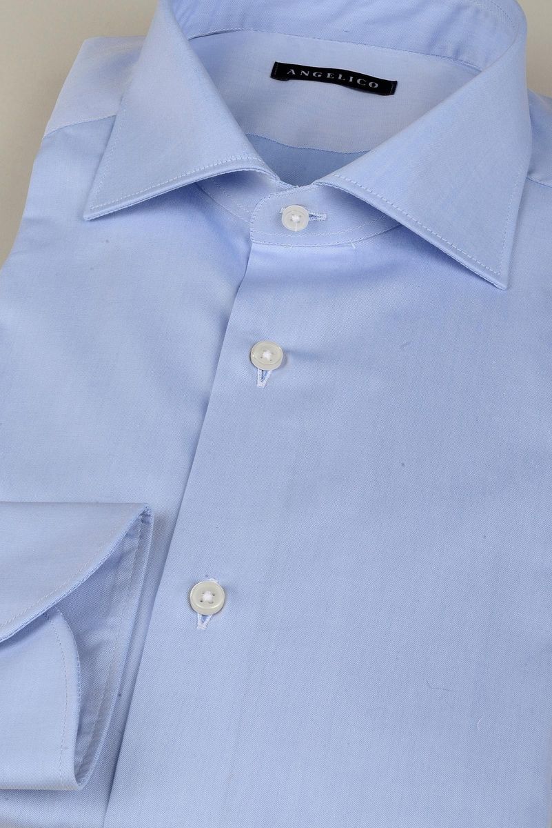 Camicia azzurra twill cotone slim fit - Image 2