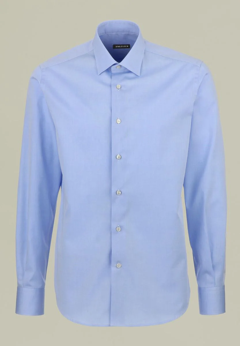 Camicia azzurra twill cotone regular fit