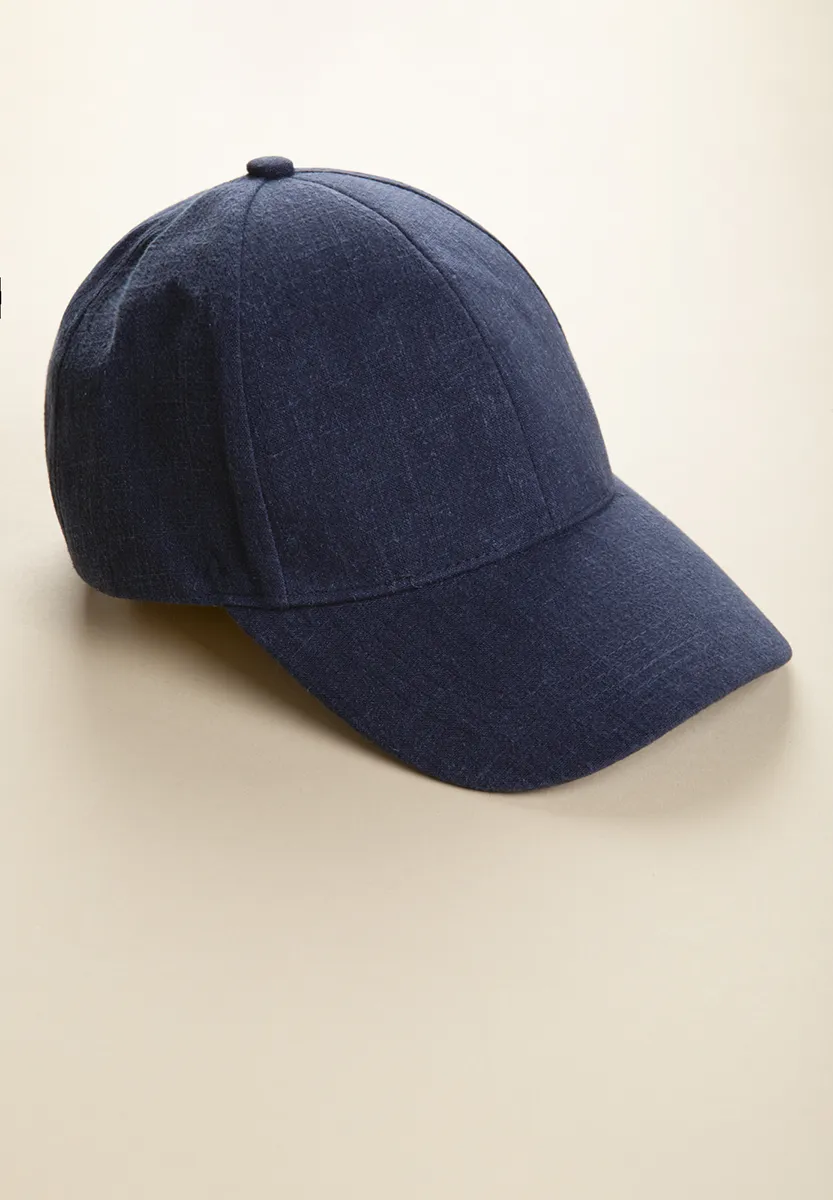 Cappello baseball blu misto lino