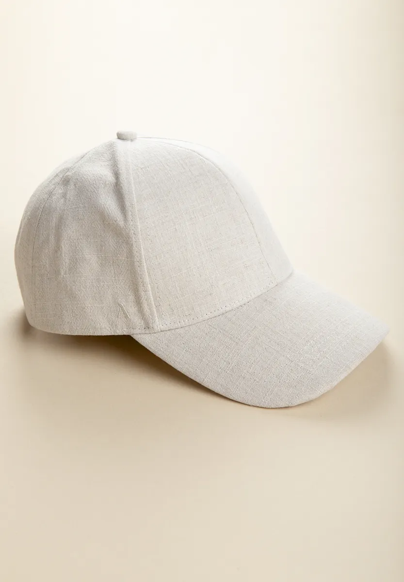 Cappello baseball ecrù misto lino