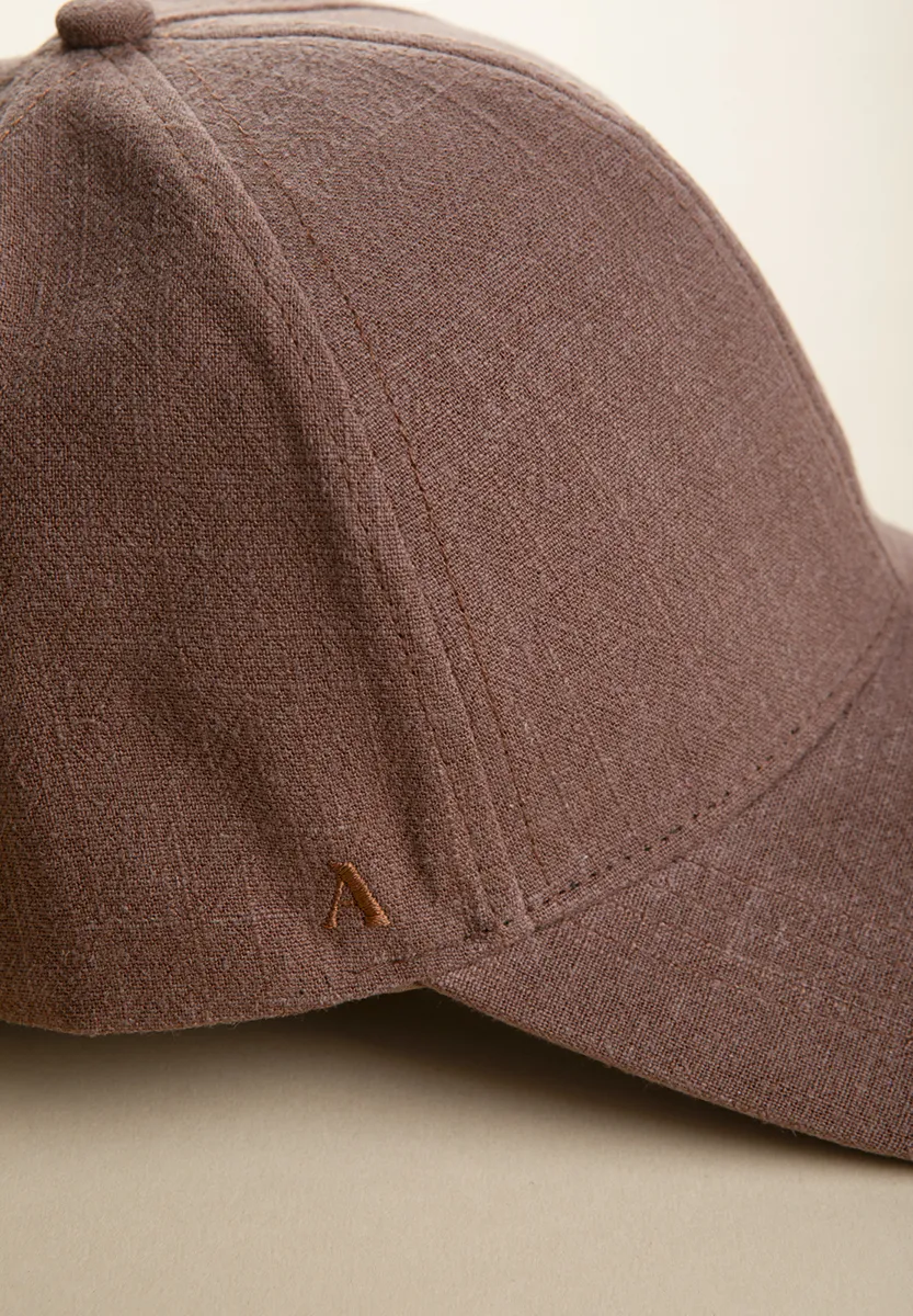 Cappello baseball marrone misto lino - Image 2