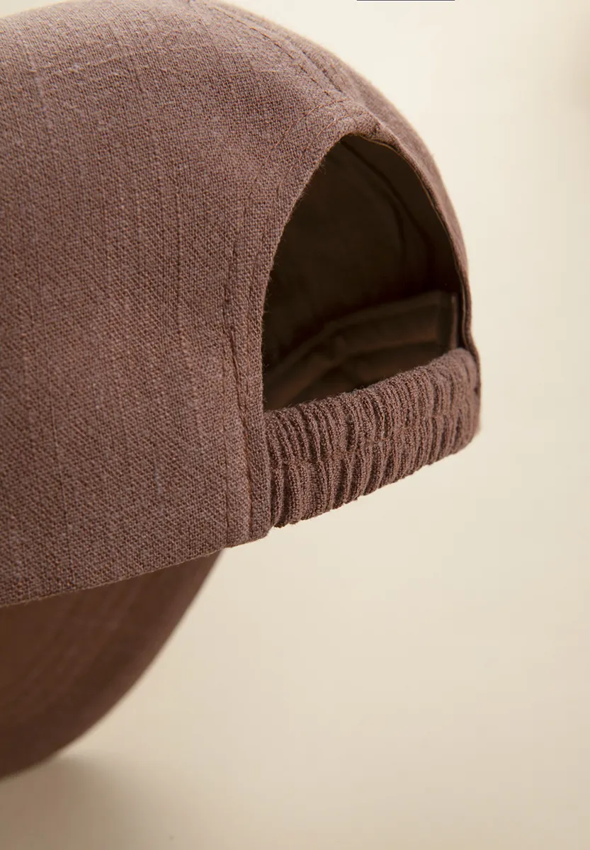 Cappello baseball marrone misto lino - Image 3