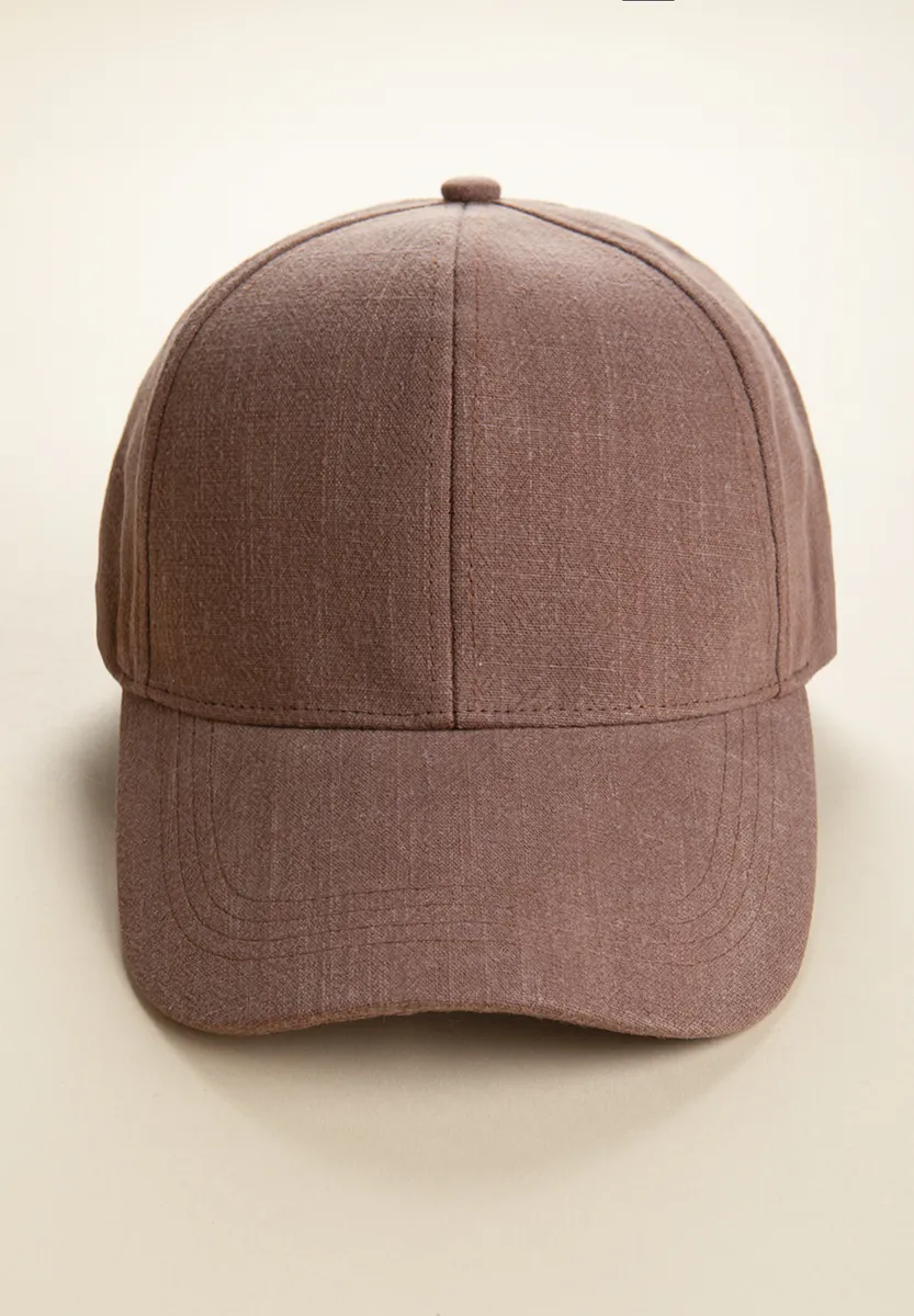 Cappello baseball marrone misto lino - Image 4