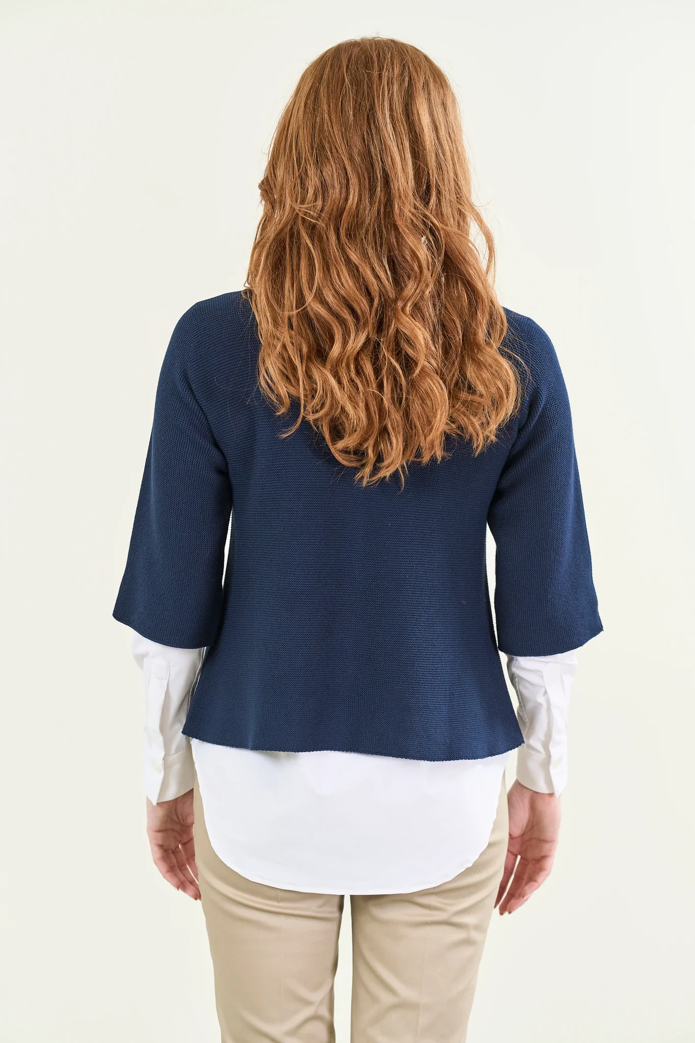 Cardigan blu navy un bottone cotone - Image 4