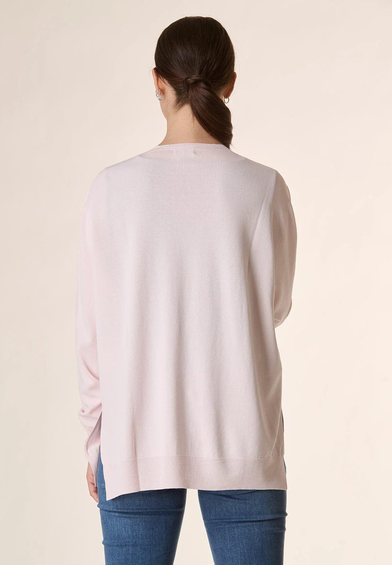 Cardigan rosa aperto collo scialle - Image 3