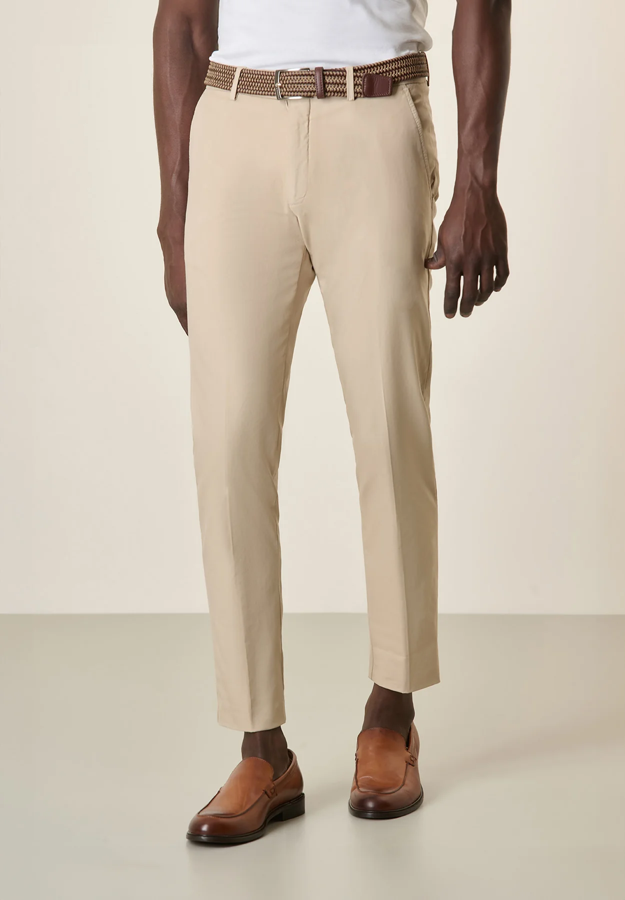Chinos beige tessuto active slim fit