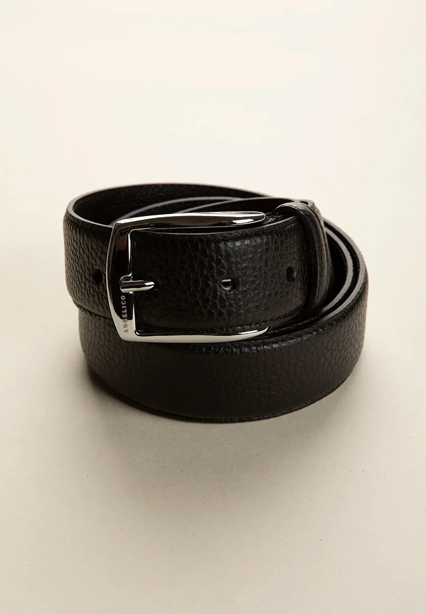 Cintura nera pelle martellata