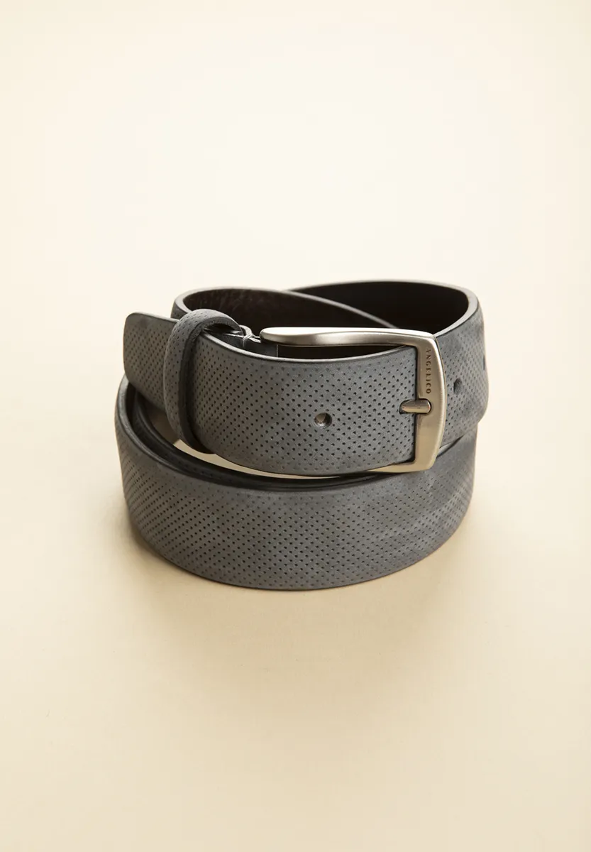 Cintura grigio traforata pelle nabuk