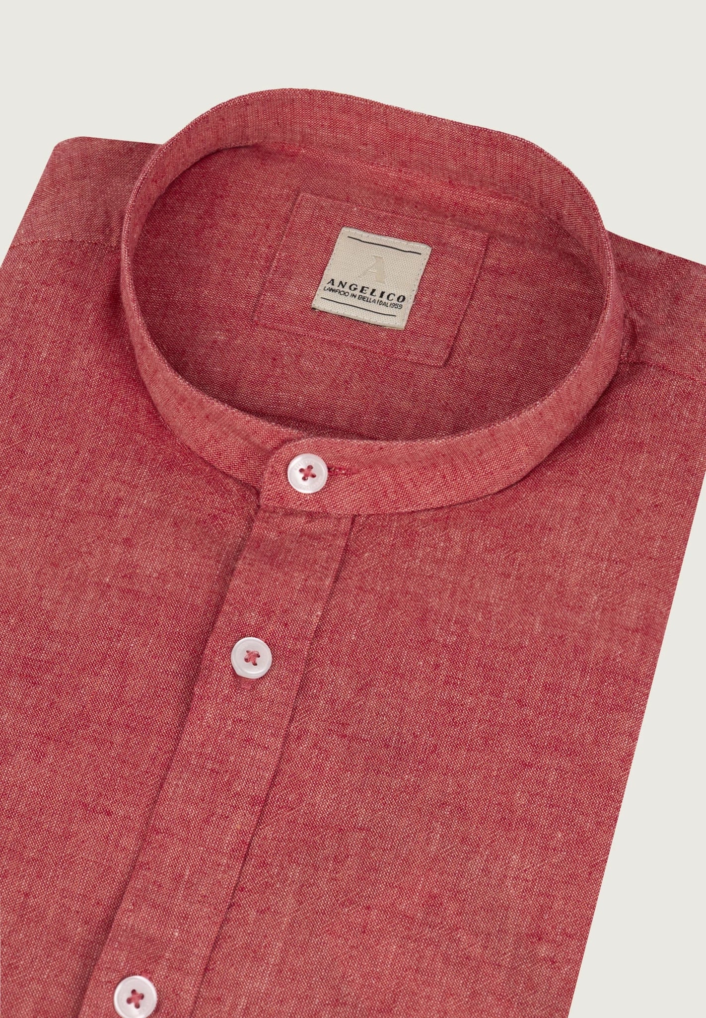 Camicia bordeaux coreana lino cotone custom fit - Image 2