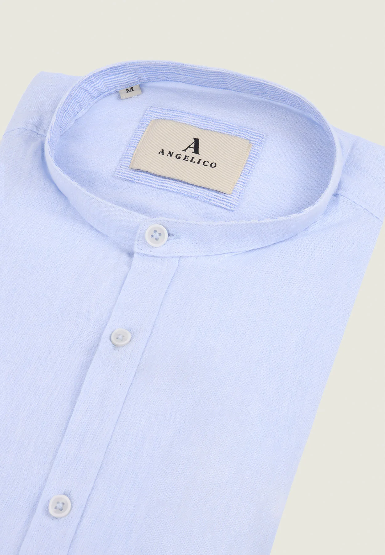 Camicia coreana azzurra misto lino slim fit - Image 2