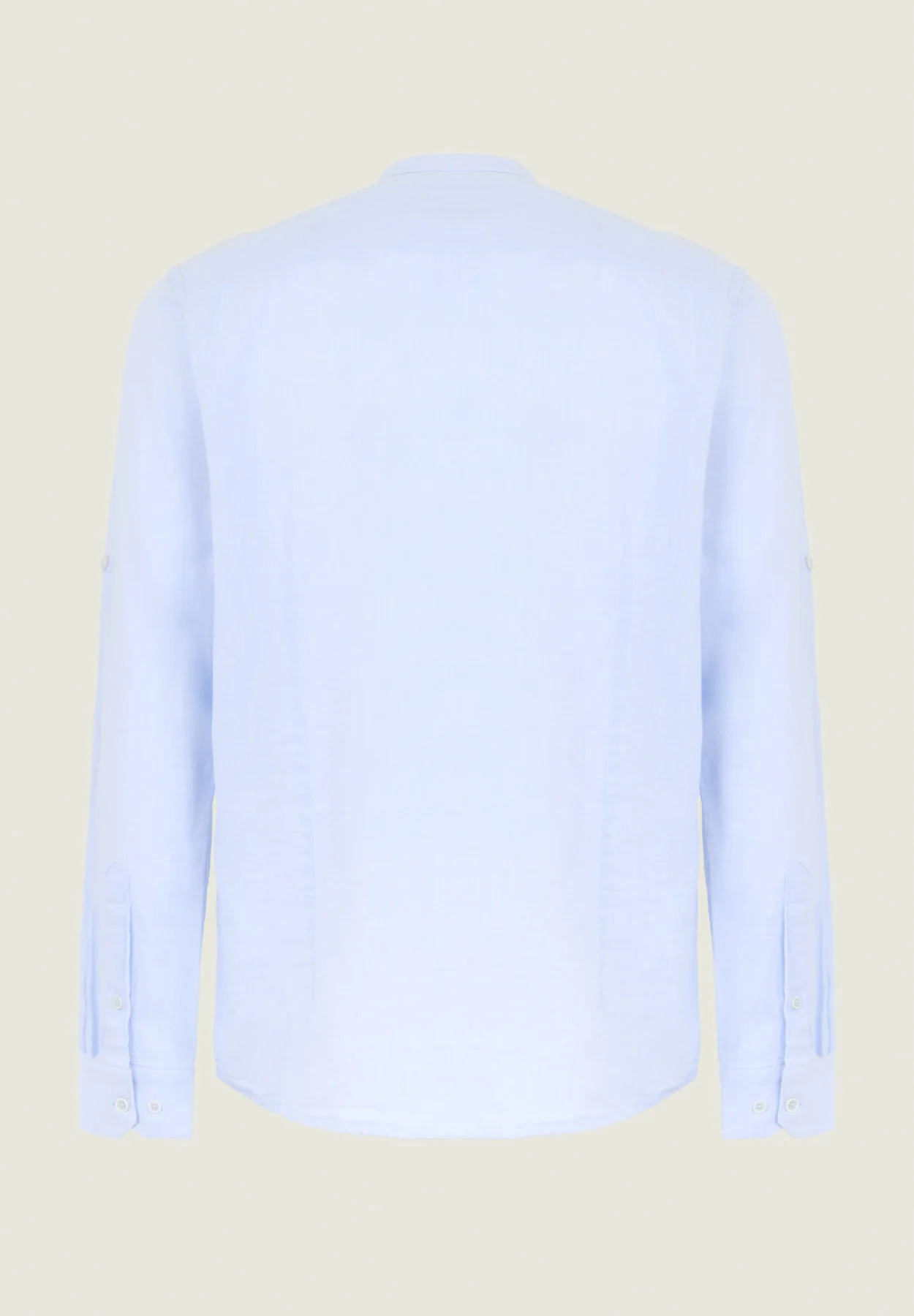 Camicia coreana azzurra misto lino slim fit - Image 3