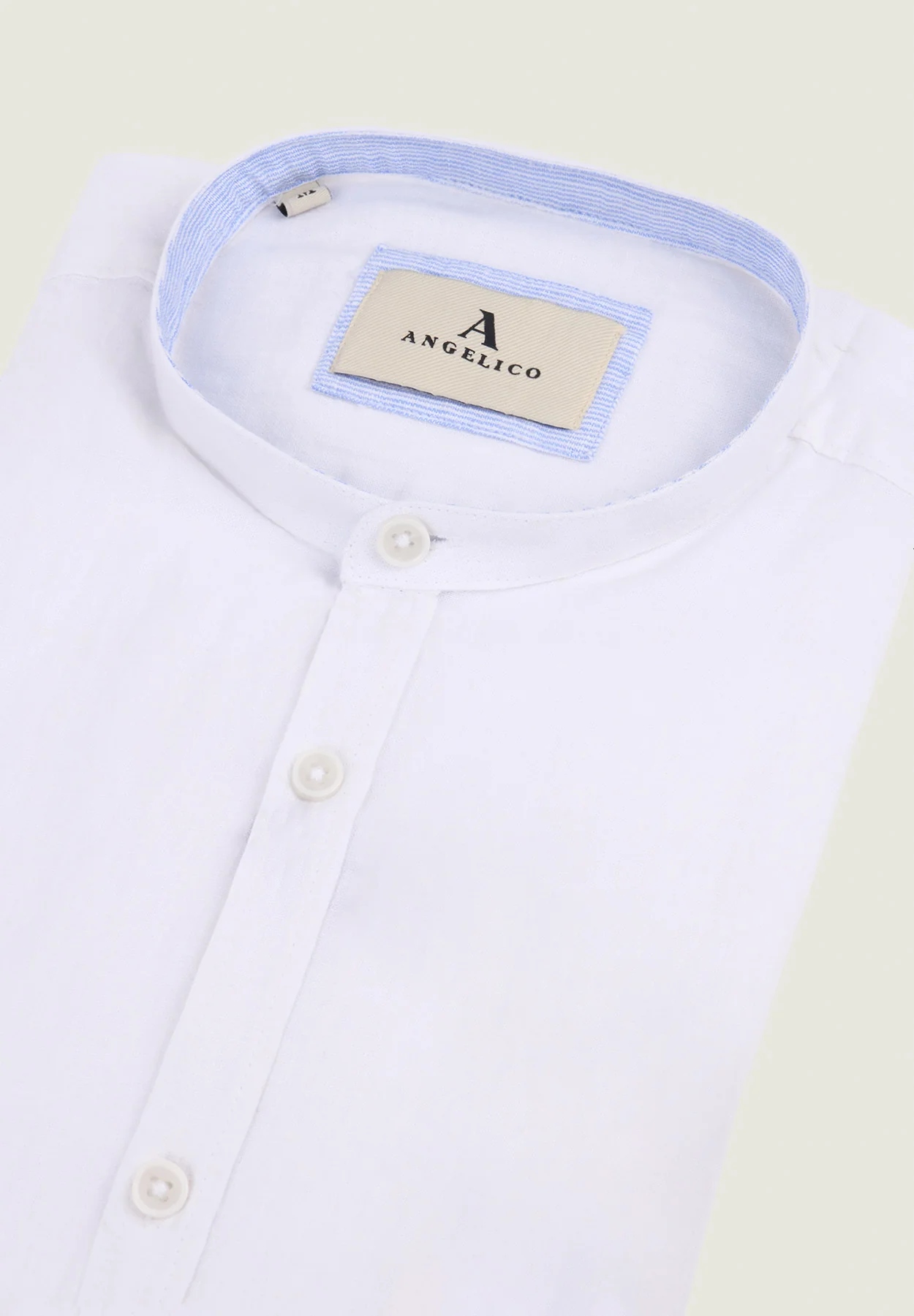 Camicia coreana bianca misto lino slim fit - Image 2