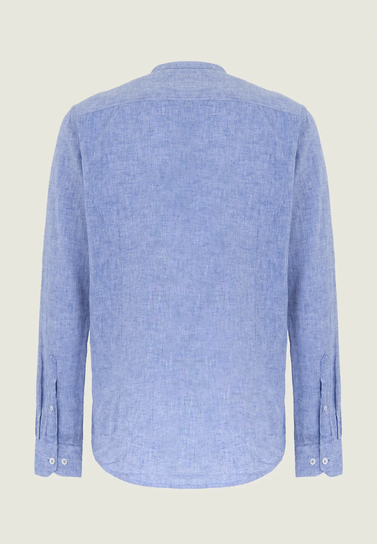 Camicia coreana blu misto lino slim fit - Image 3