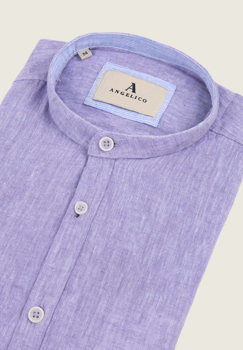 Camicia coreana glicine misto lino slim fit - Image 2