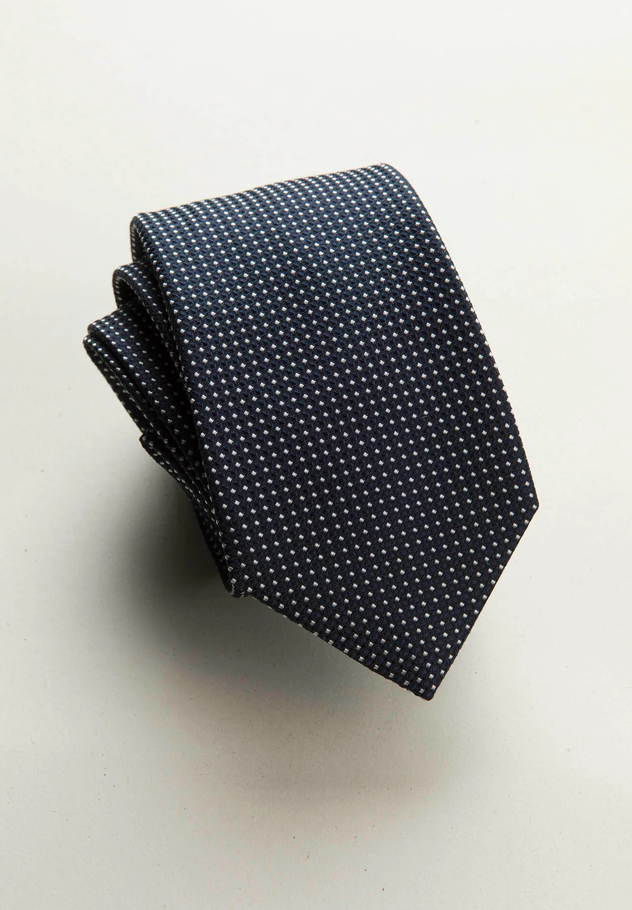 Cravatta blu navy micro pois seta