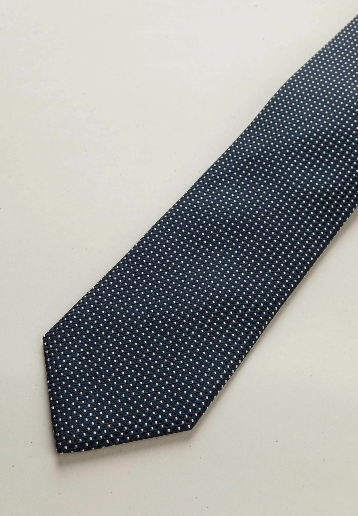 Cravatta blu navy micro pois seta - Image 3