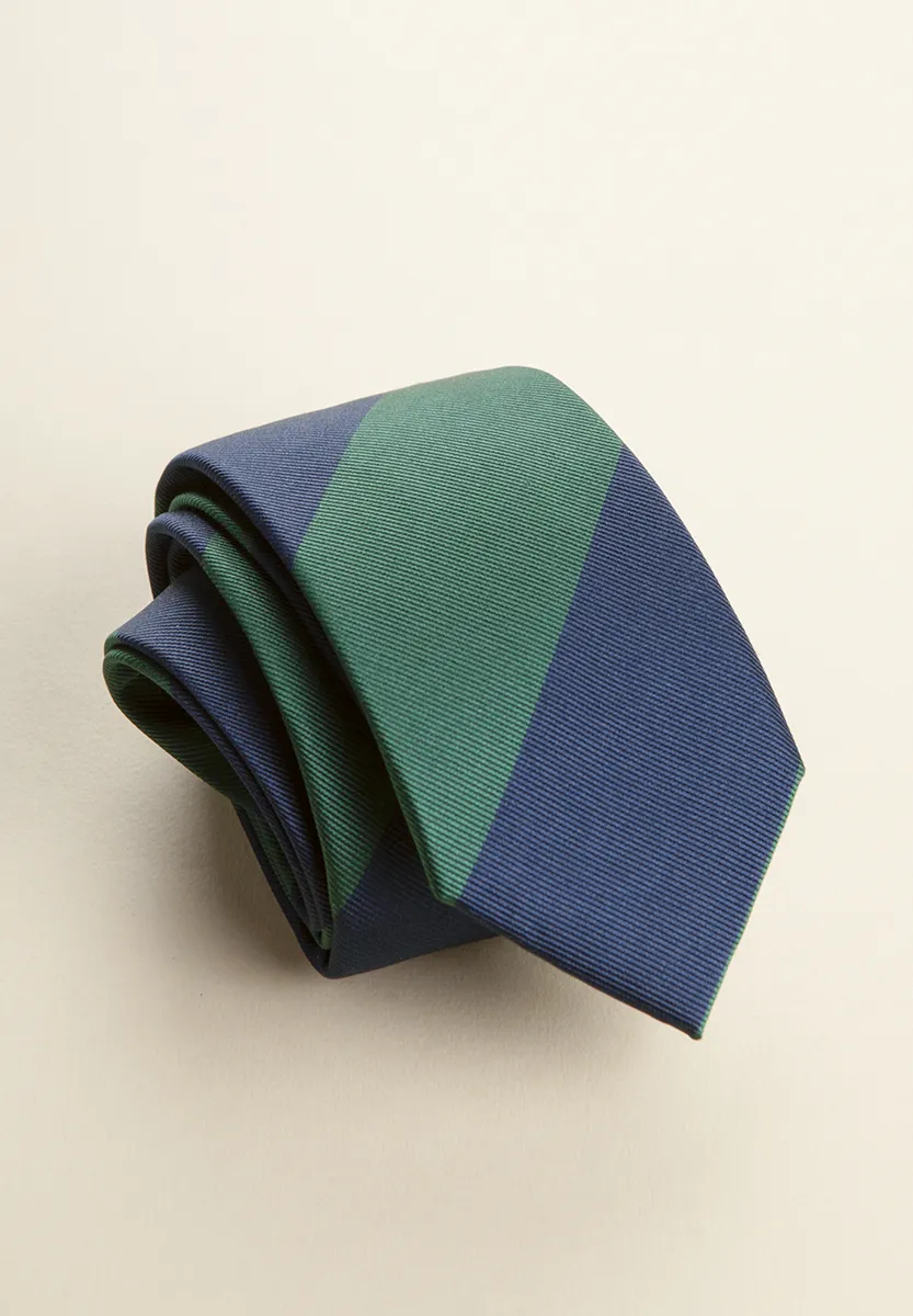 Cravatta blu verde regimental seta