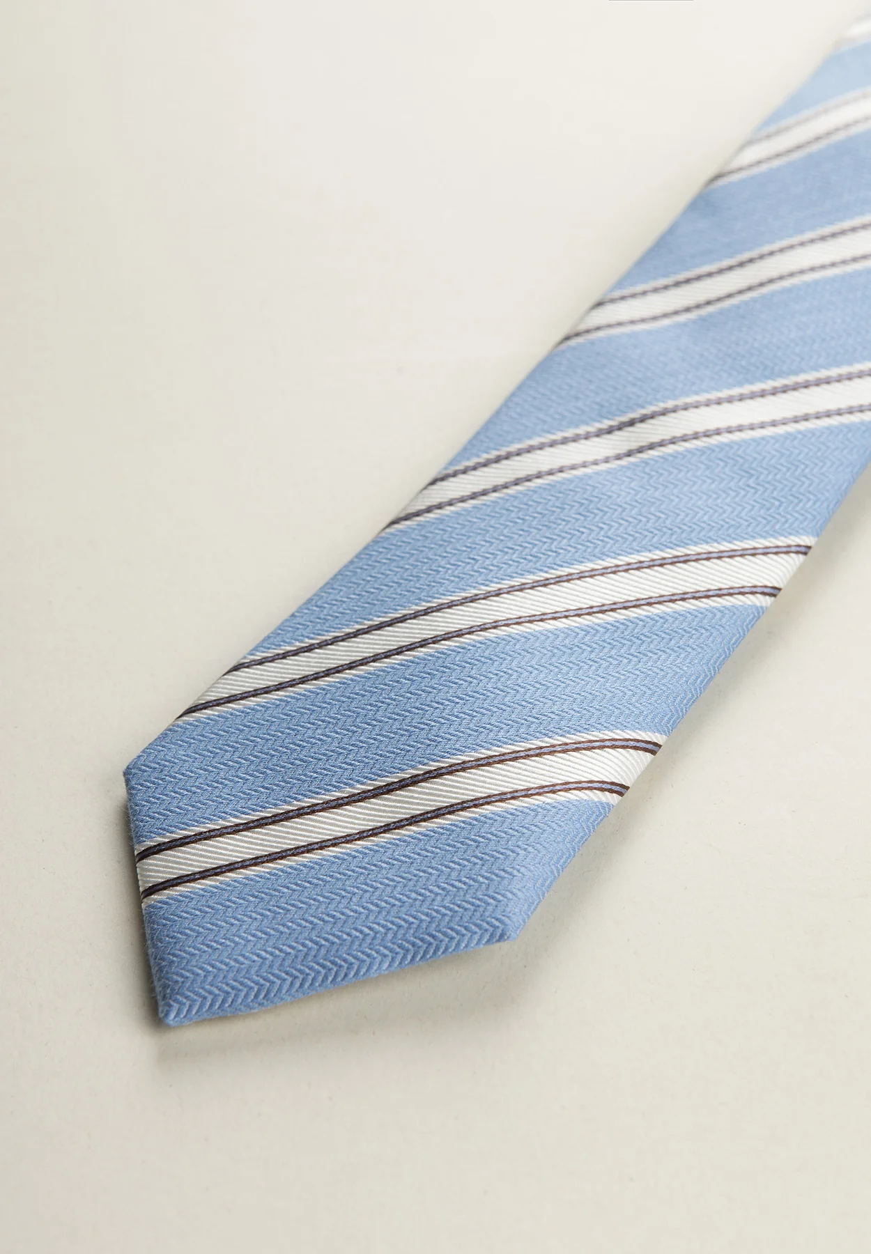 Cravatta azzurra regimental seta cotone - Image 2