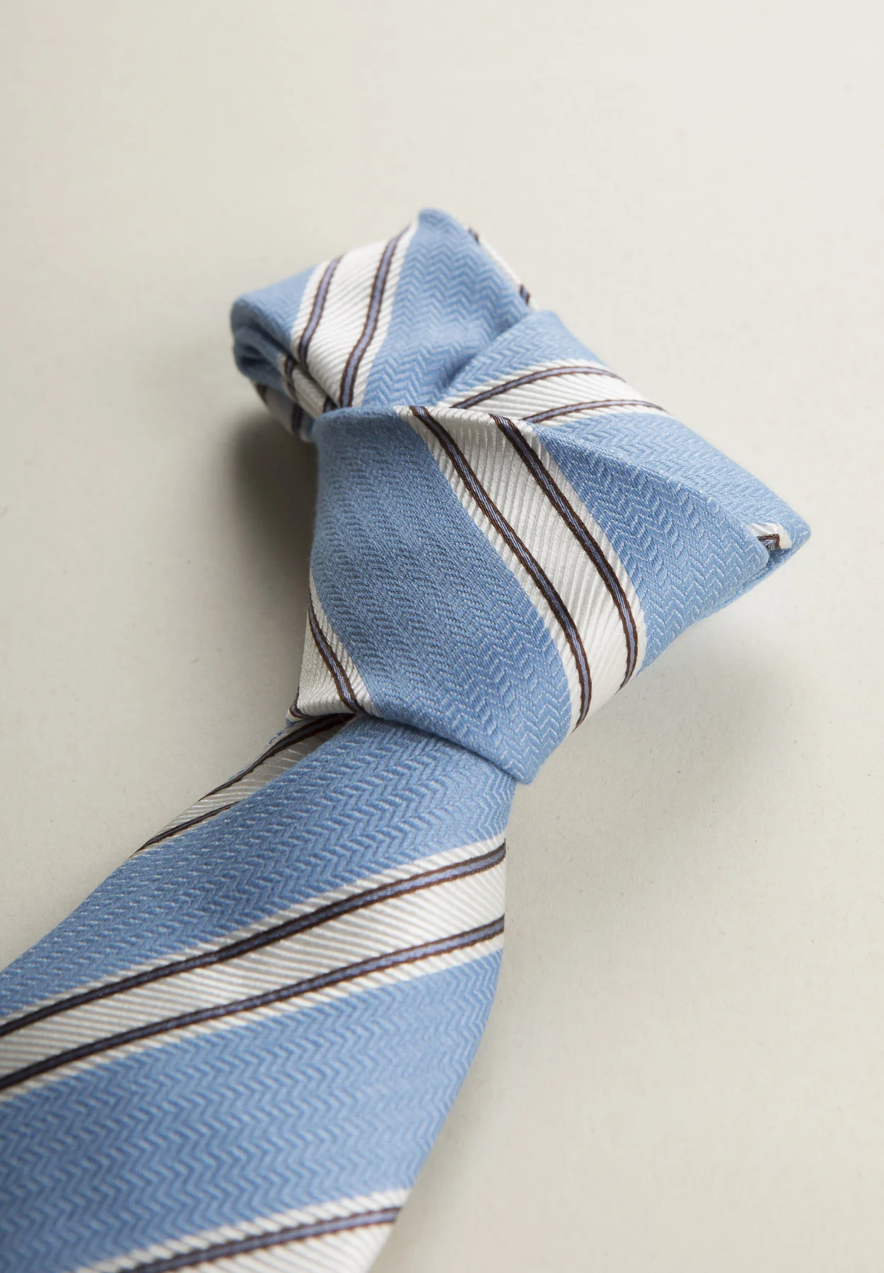 Cravatta azzurra regimental seta cotone - Image 3