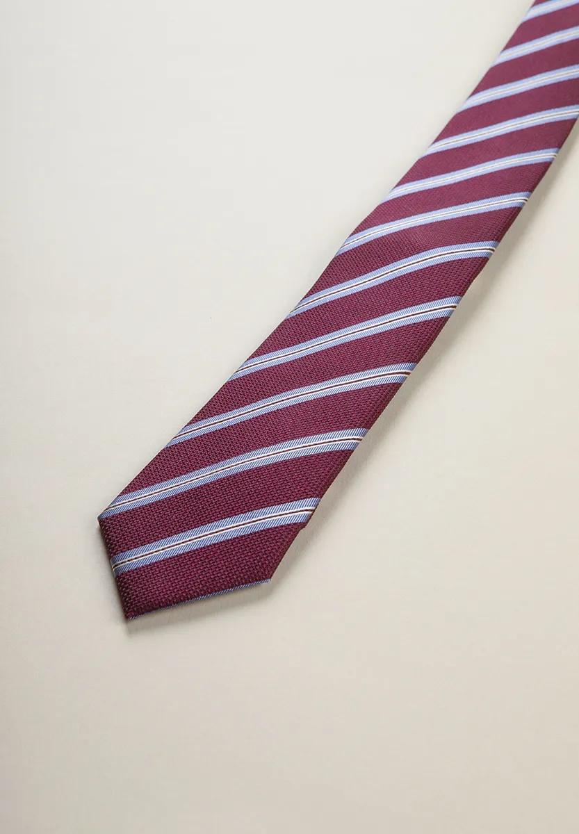 Cravatta bordeaux regimental azzurro seta - Image 3