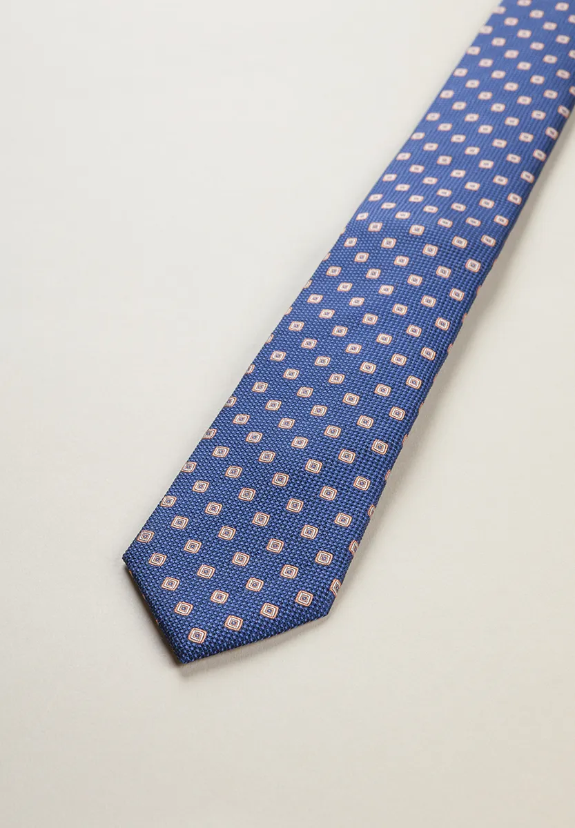 Cravatta blu rombi seta - Image 3