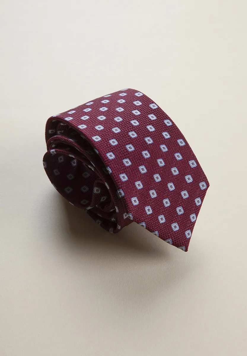 Cravatta bordeaux rombi seta