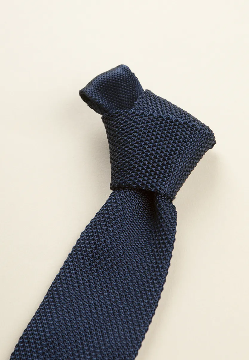 Cravatta blu seta tricot - Image 2