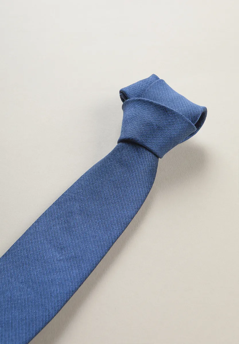 Cravatta blu denim seta lino - Image 2