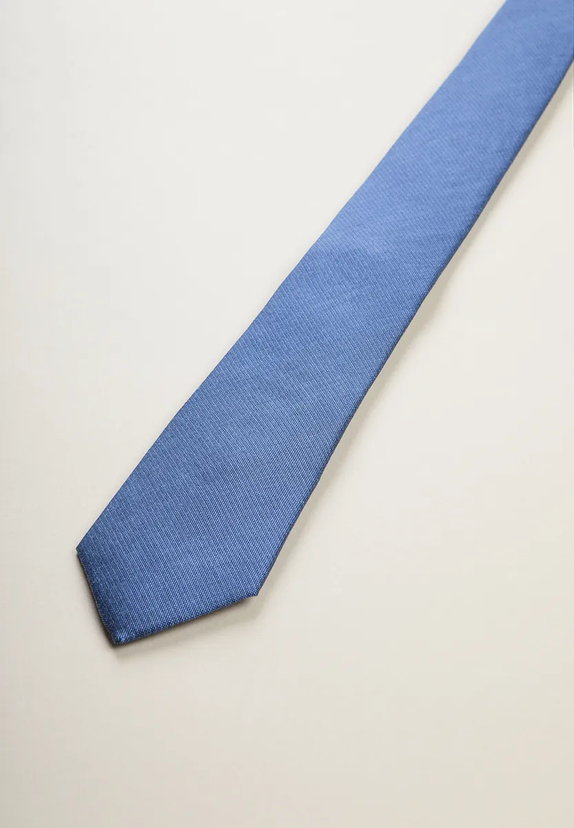 Cravatta blu denim seta lino - Image 3